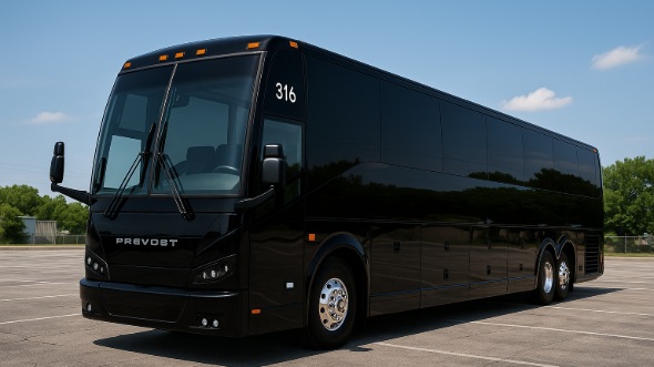 Exterior of Charter Bus Company La Mesa's 54 Passenger Charter Bus in La Mesa