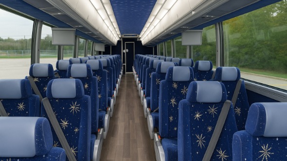 Interior of Charter Bus Company La Mesa's 55 Passenger Charter Bus in La Mesa
