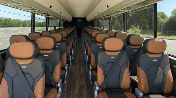 Interior of Charter Bus Company La Mesa's 56 Passenger Charter Bus in La Mesa