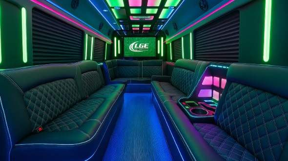 Interior of Charter Bus Company La Mesa's Party Bus in La Mesa